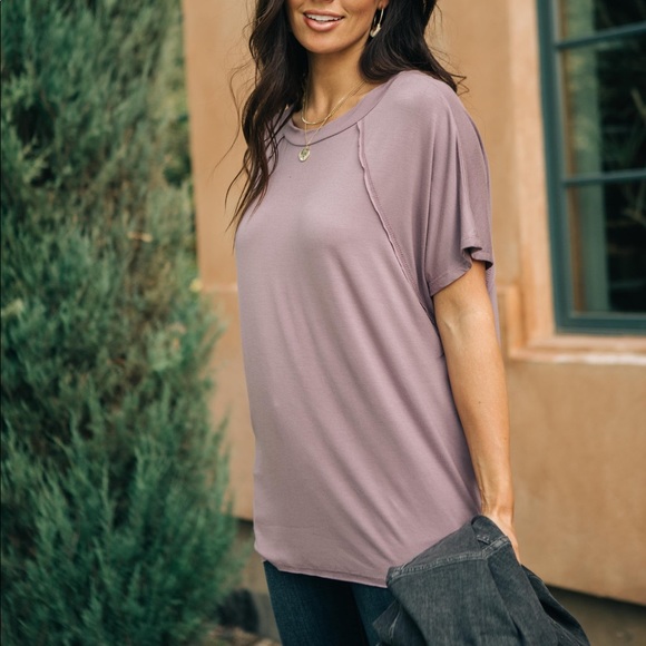 11. Cozy Cool Tee in Lavender - Size XS {Oversized} - Picture 3 of 7